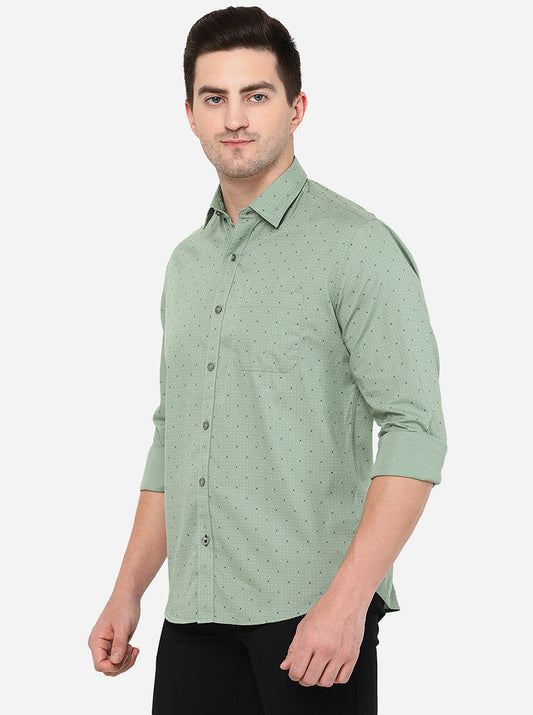 Green Printed Smart Fit Casual Shirt | Greenfibre