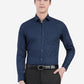 Navy Blue Printed Slim Fit Formal Shirt | Greenfibre