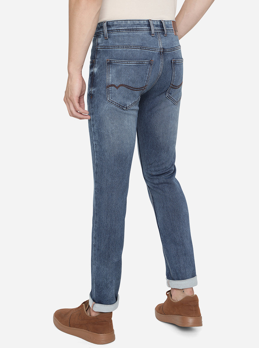 Ink Blue Washed Narrow Fit Jeans | Greenfibre