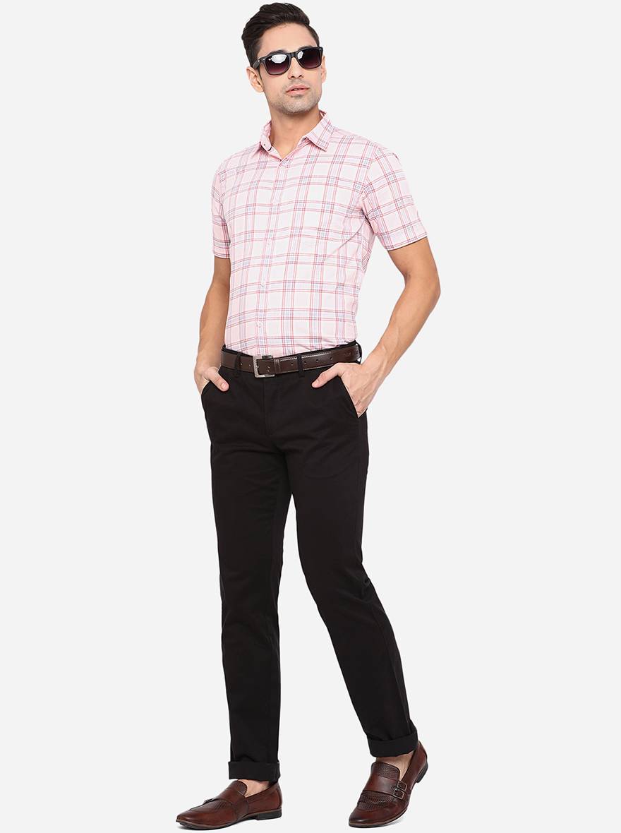 Black Solid Slim Fit Casual Trouser | Greenfibre