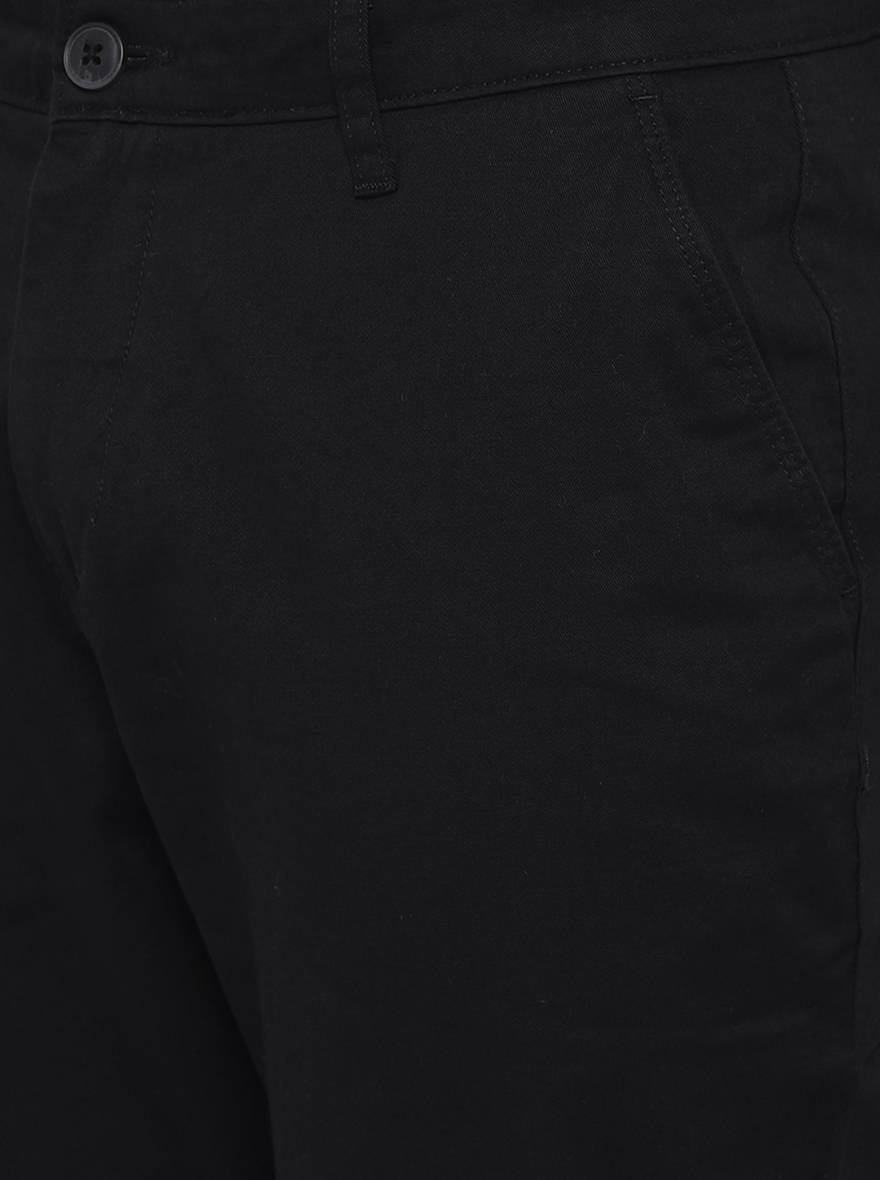 Black Solid Slim Fit Casual Trouser | Greenfibre