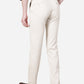 Cream Solid Slim Fit Casual Trouser | Greenfibre