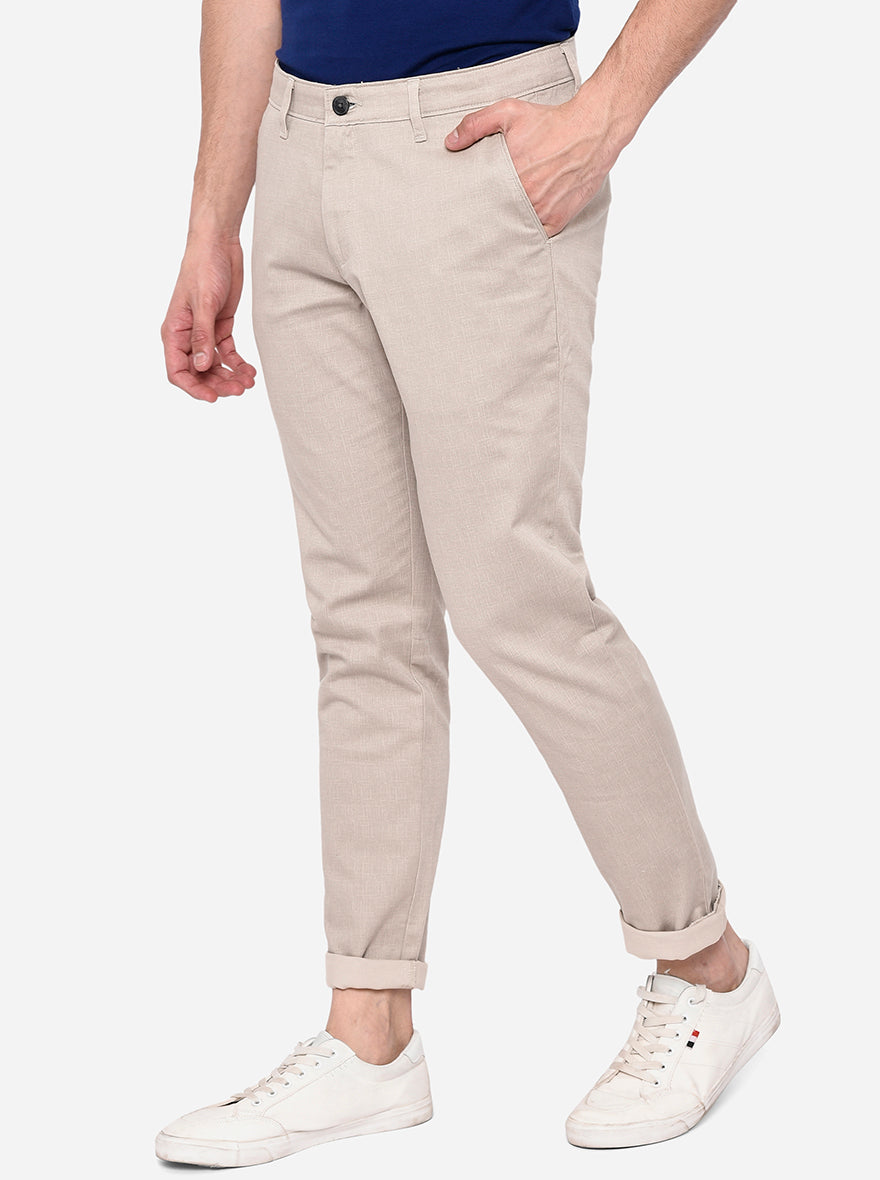 Light Khaki Solid Neo Fit Casual Trouser | Greenfibre