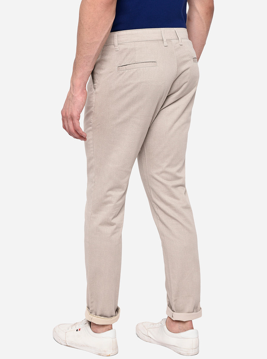 Light Khaki Solid Neo Fit Casual Trouser | Greenfibre