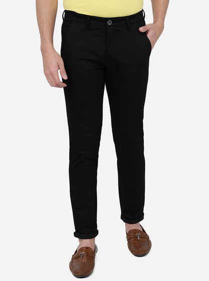 Black Solid Neo Fit Casual Trouser | Greenfibre