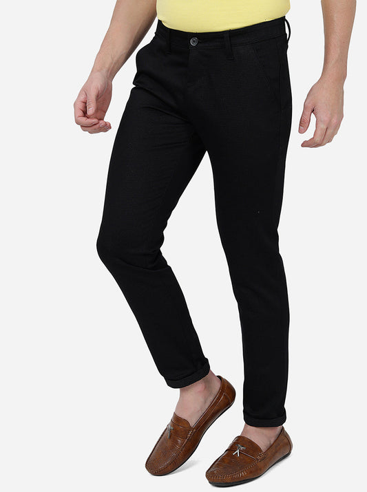 Black Solid Neo Fit Casual Trouser | Greenfibre