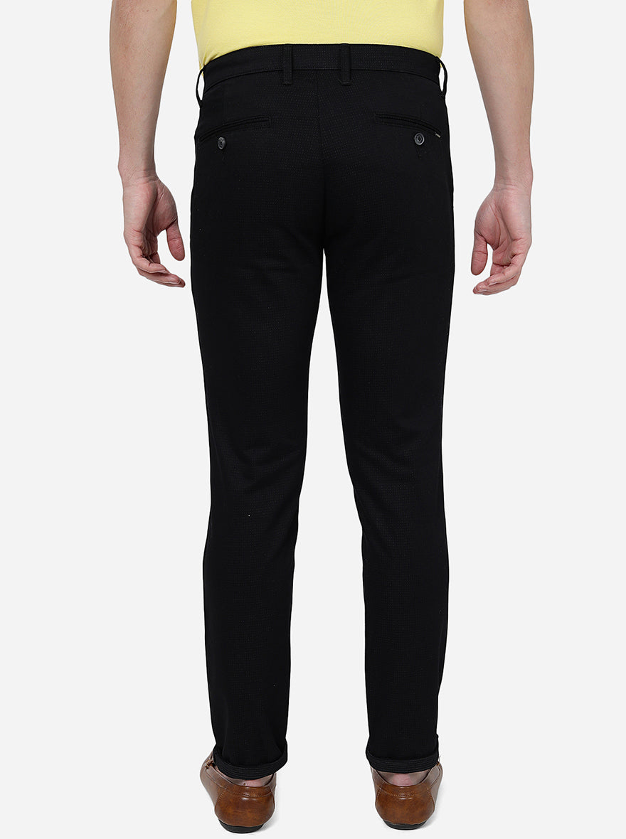 Black Solid Neo Fit Casual Trouser | Greenfibre