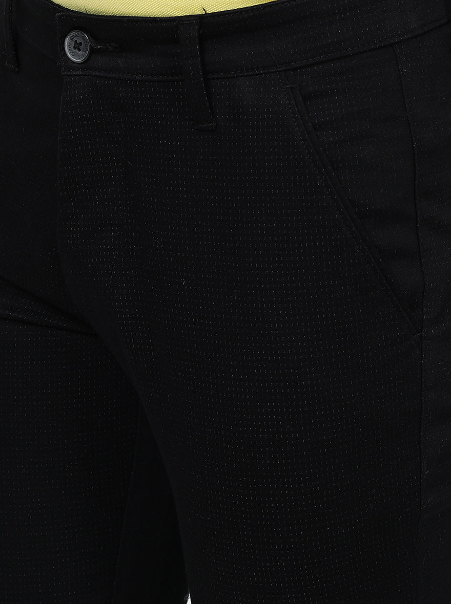 Black Solid Neo Fit Casual Trouser | Greenfibre