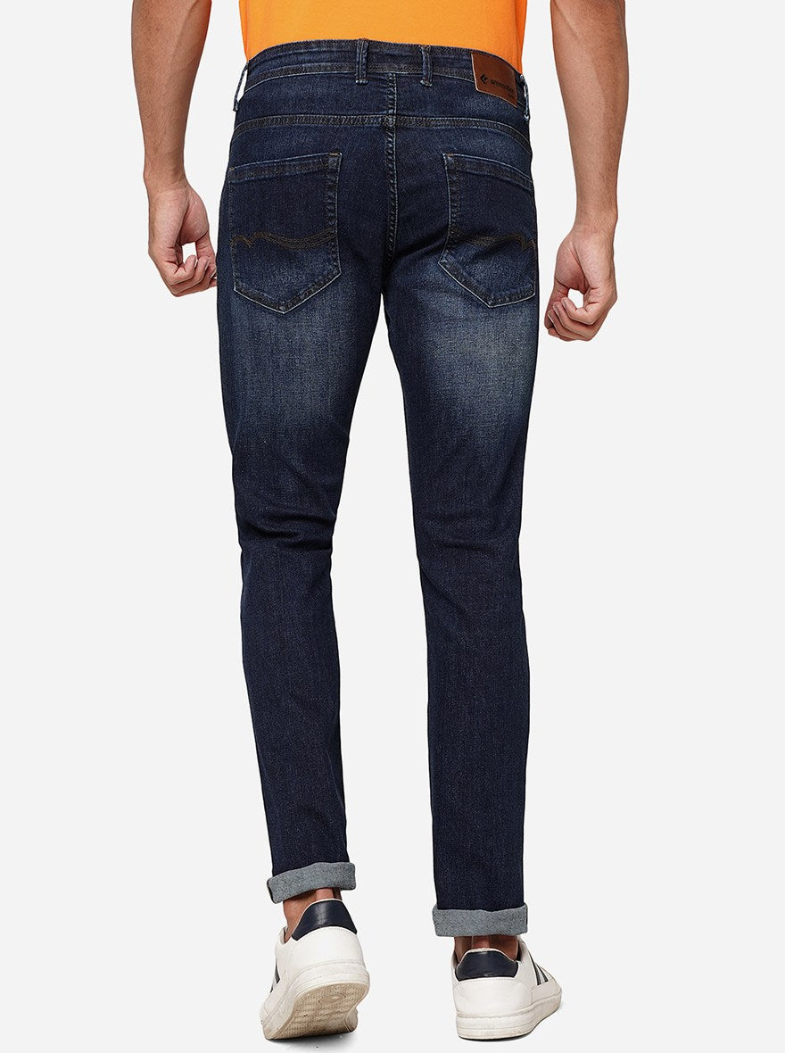 Denim Blue Washed Straight Fit Jeans | Greenfibre