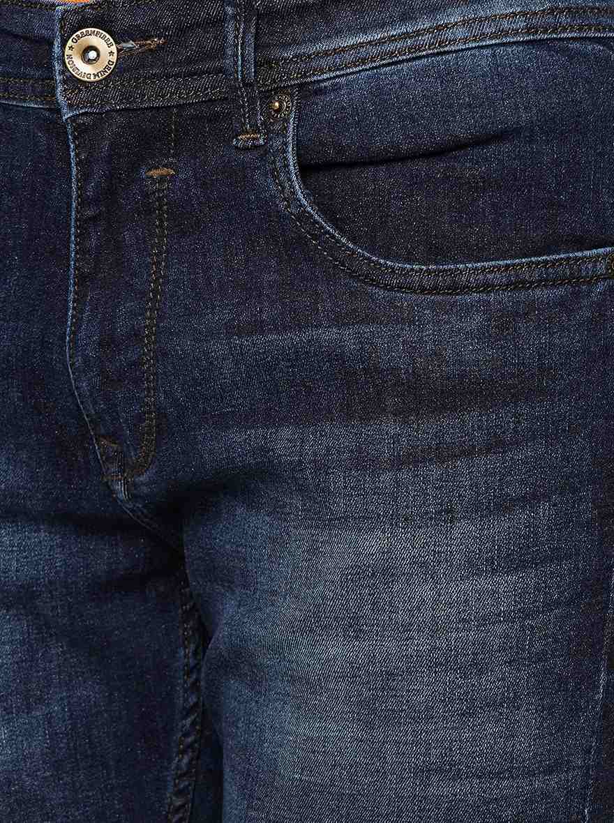 Denim Blue Washed Straight Fit Jeans | Greenfibre