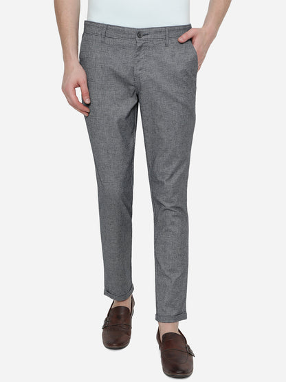 Blue Solid Neo Fit Casual Trouser | Greenfibre