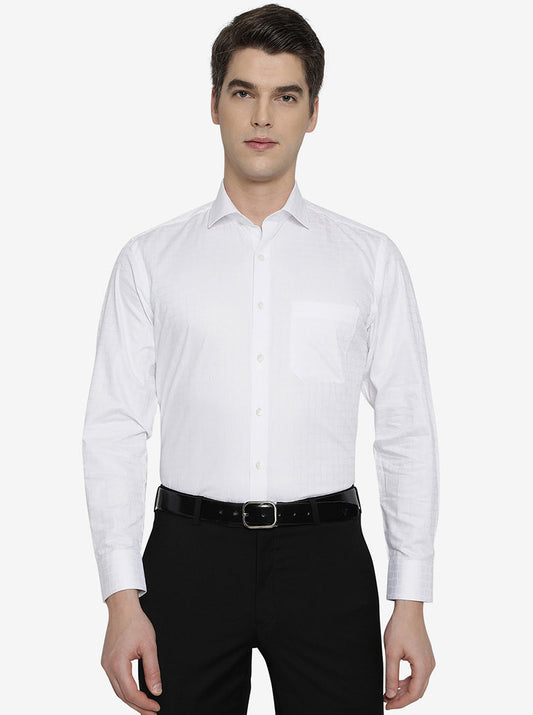 White Checked Regular Fit Formal Shirt | Greenfibre