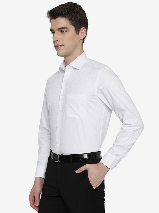 White Checked Regular Fit Formal Shirt | Greenfibre