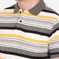 Light Mustard & Grey Striped Slim Fit Polo T-Shirt | Greenfibre