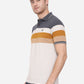 Grey & Blue Striped Slim Fit Polo T-Shirt | Greenfibre