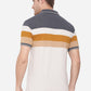 Grey & Blue Striped Slim Fit Polo T-Shirt | Greenfibre