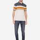 Grey & Blue Striped Slim Fit Polo T-Shirt | Greenfibre