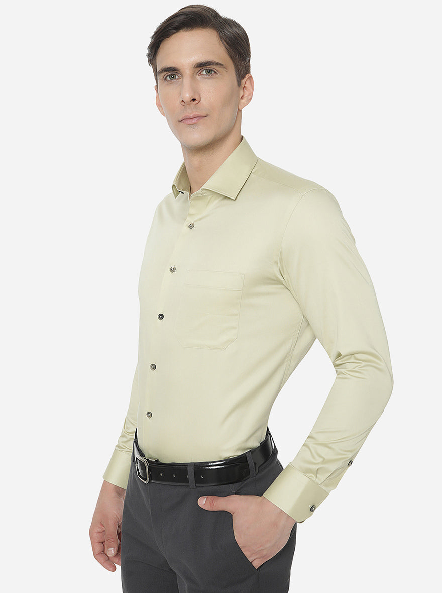 Pistachio Solid Slim Fit Formal Shirt | Greenfibre