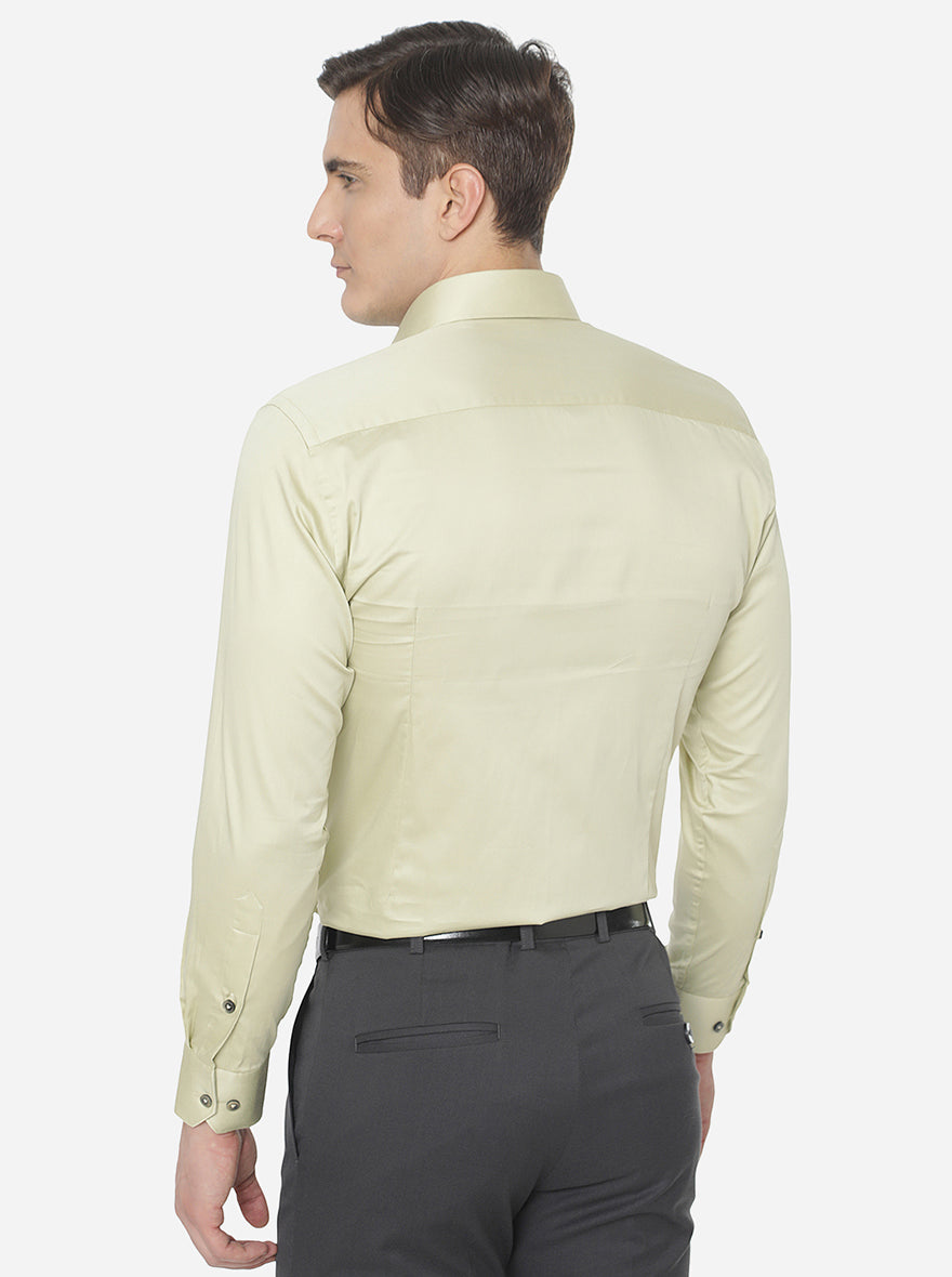 Pistachio Solid Slim Fit Formal Shirt | Greenfibre