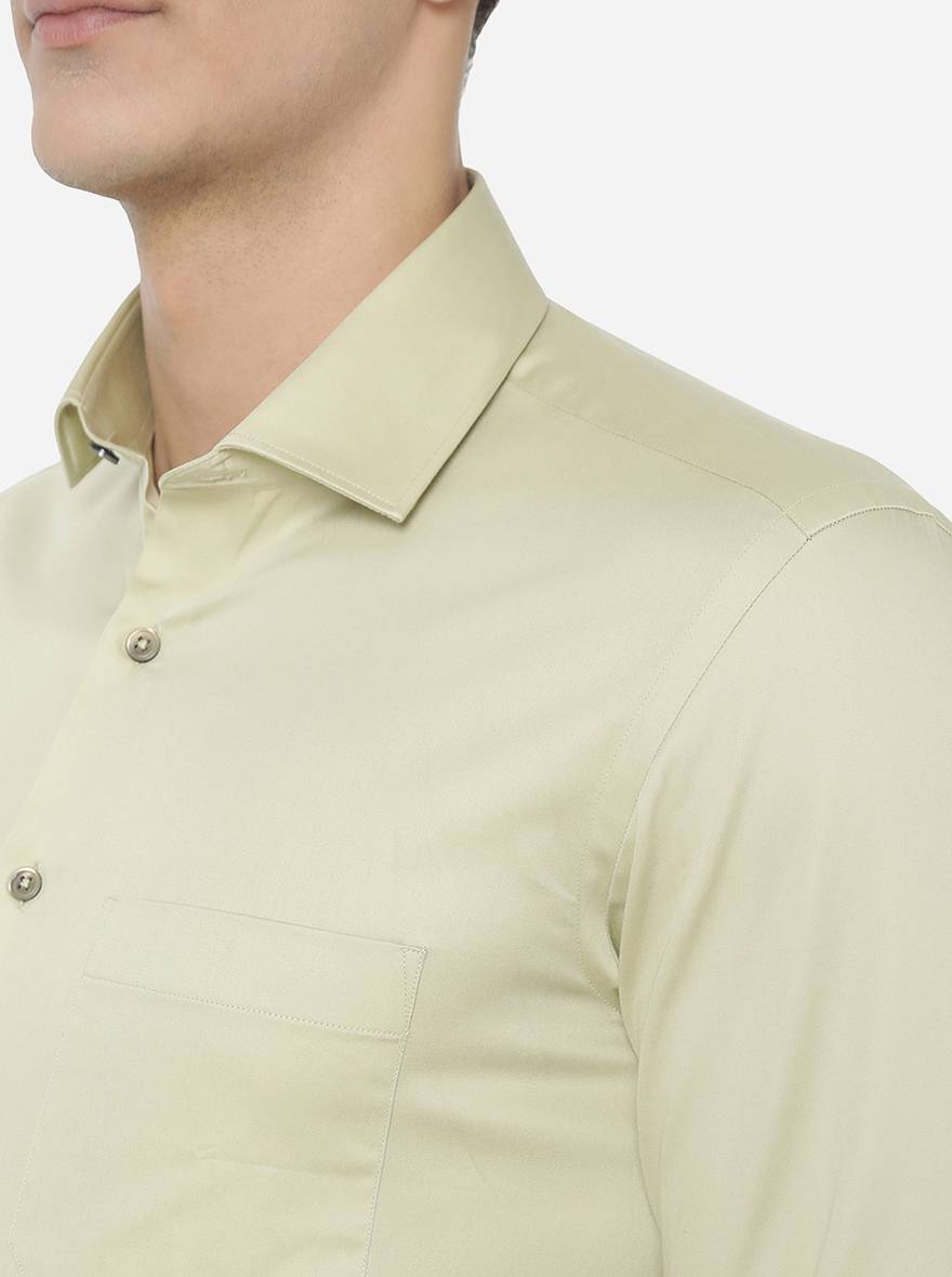 Pistachio Solid Slim Fit Formal Shirt | Greenfibre