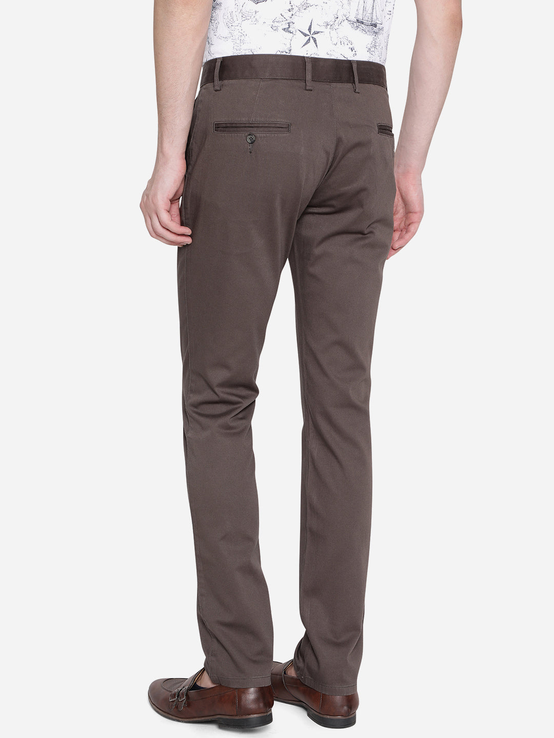 Grafite Grey Solid Super Slim Fit Casual Trouser | Greenfibre