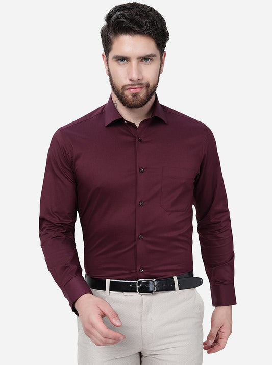 Wine Solid Slim Fit Party Wear Shirt | Greenfibre