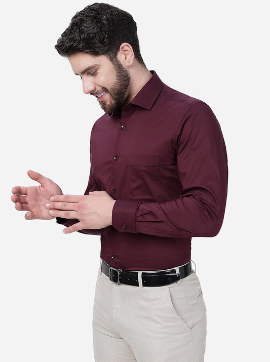 Wine Solid Slim Fit Party Wear Shirt | Greenfibre