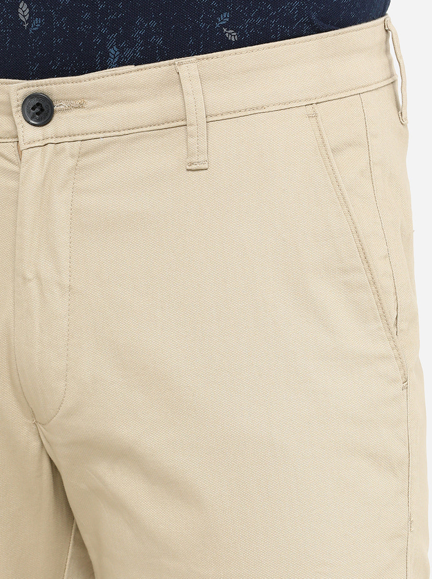 Khaki Solid Slim Fit Casual Trouser | Greenfibre