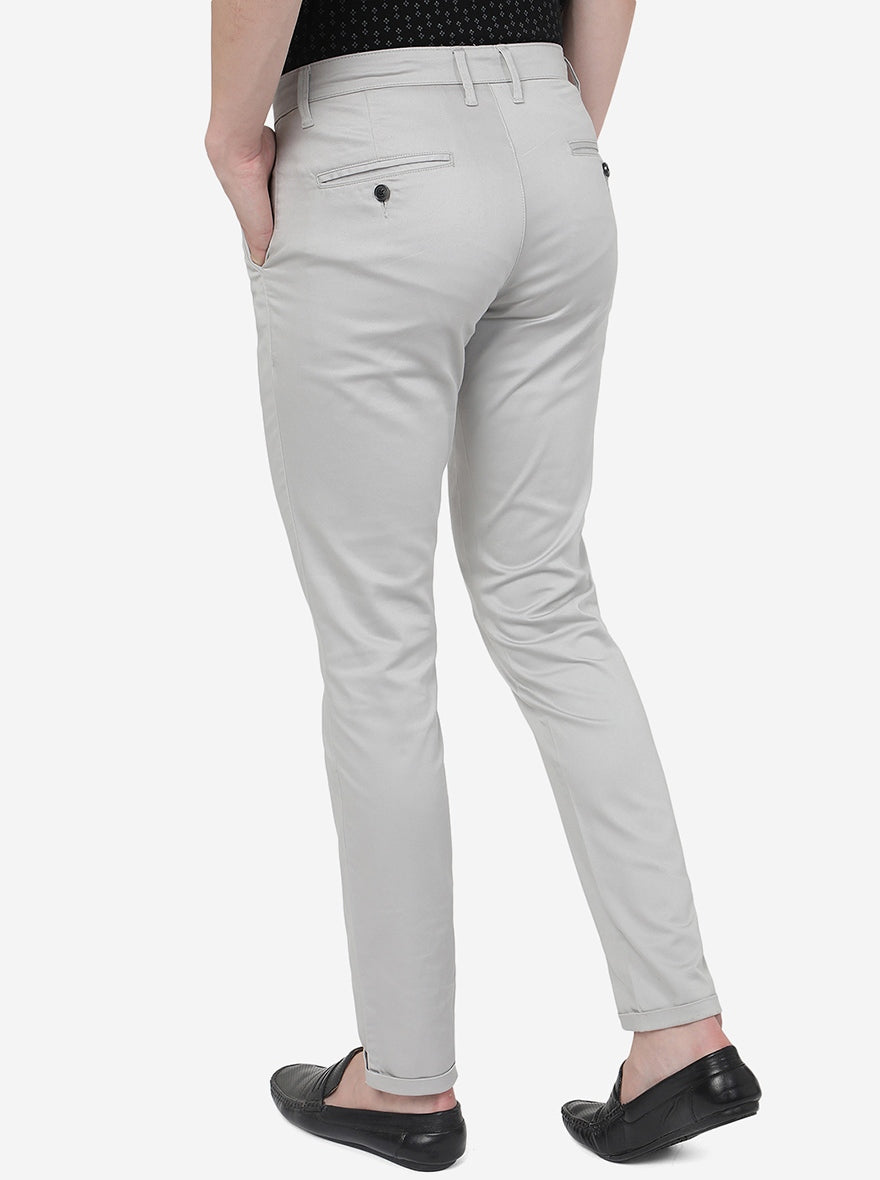 Stone Grey Solid Neo Fit Casual Trouser | Greenfibre