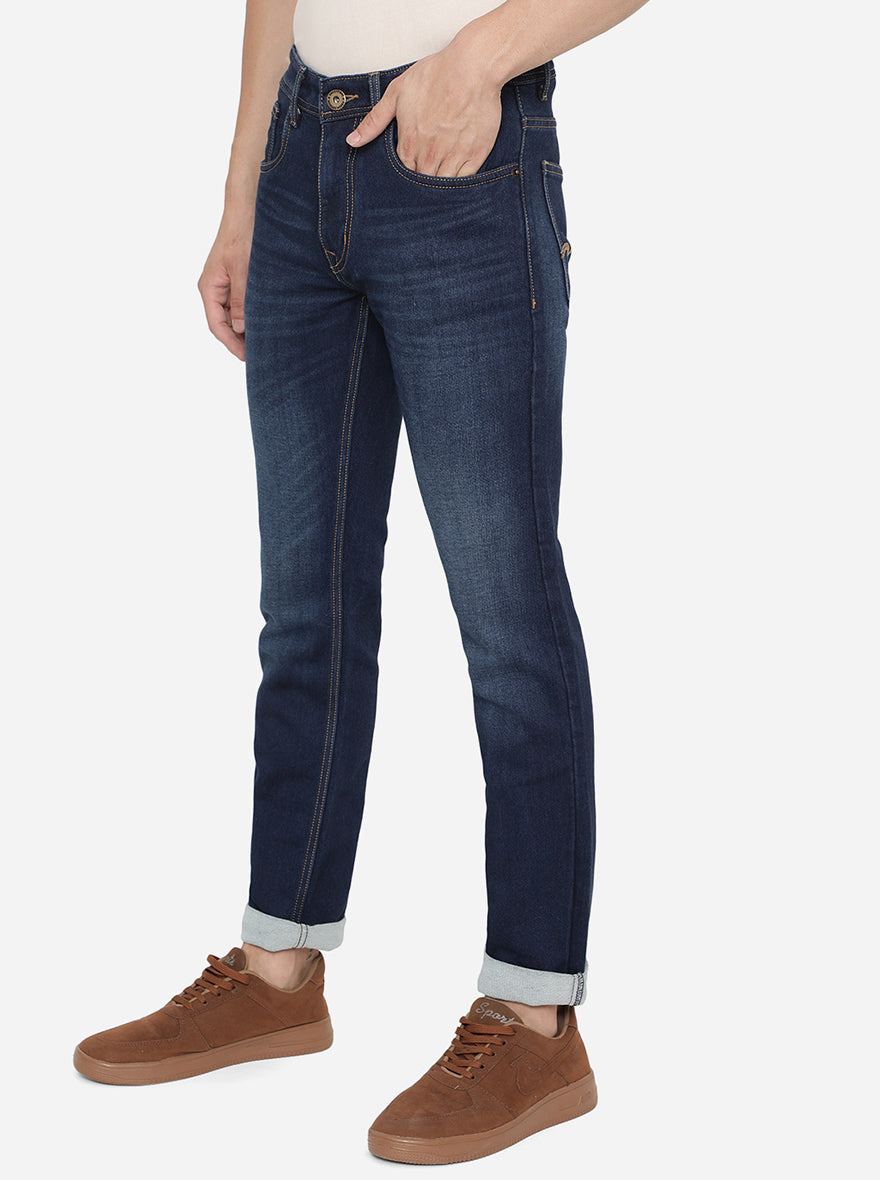 Midnight Blue Washed Narrow Fit Jeans | Greenfibre