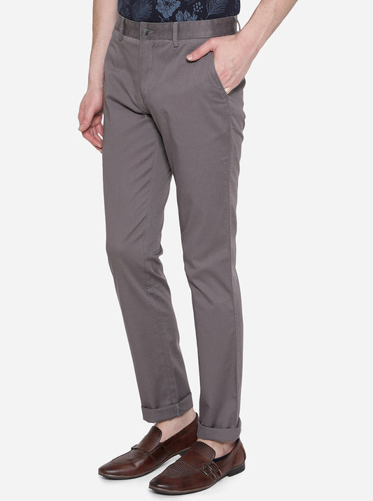 Dark Grey Solid Super Slim Fit Casual Trouser | Greenfibre