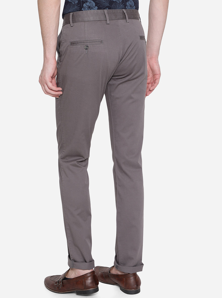 Dark Grey Solid Super Slim Fit Casual Trouser | Greenfibre