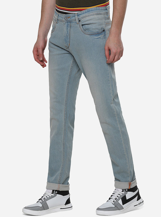 Light Blue Washed Narrow Fit Jeans | Greenfibre