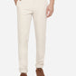 Cream Solid Slim Fit Casual Trouser | Greenfibre