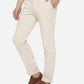 Cream Solid Slim Fit Casual Trouser | Greenfibre