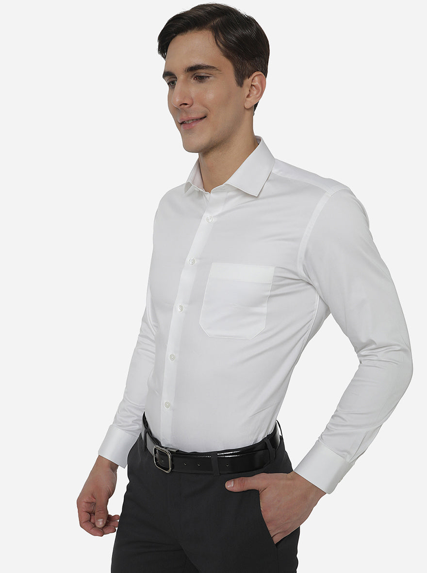 White Solid Slim Fit Formal Shirt | Greenfibre