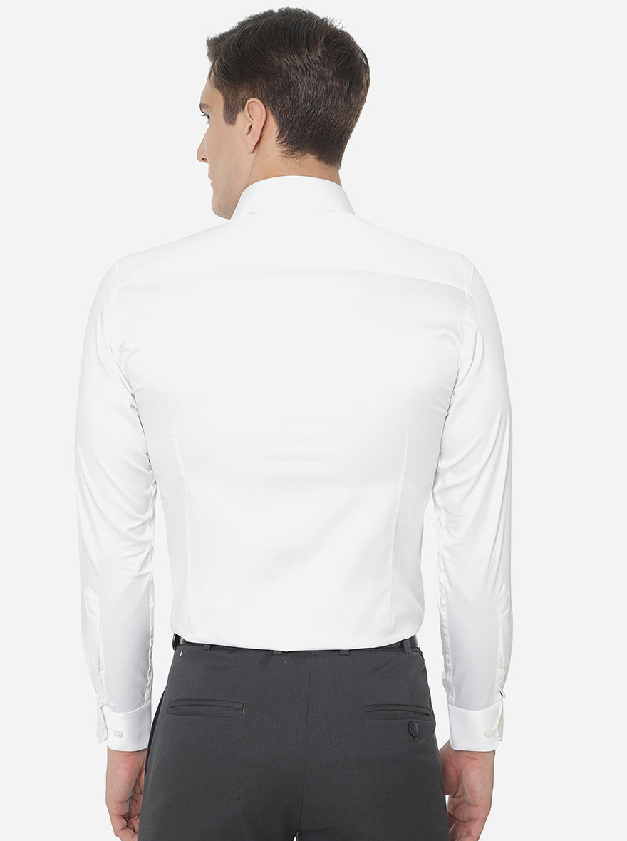 White Solid Slim Fit Formal Shirt | Greenfibre