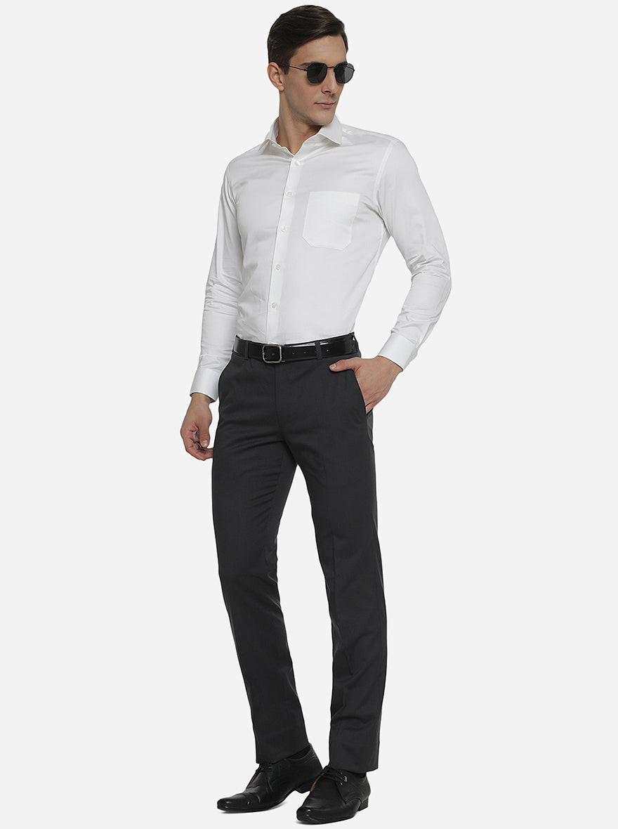 White Solid Slim Fit Formal Shirt | Greenfibre