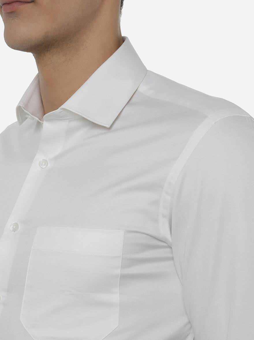 White Solid Slim Fit Formal Shirt | Greenfibre