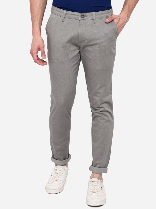 Grey Solid Neo Fit Casual Trouser | Greenfibre