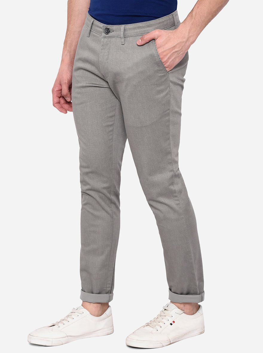 Grey Solid Neo Fit Casual Trouser | Greenfibre