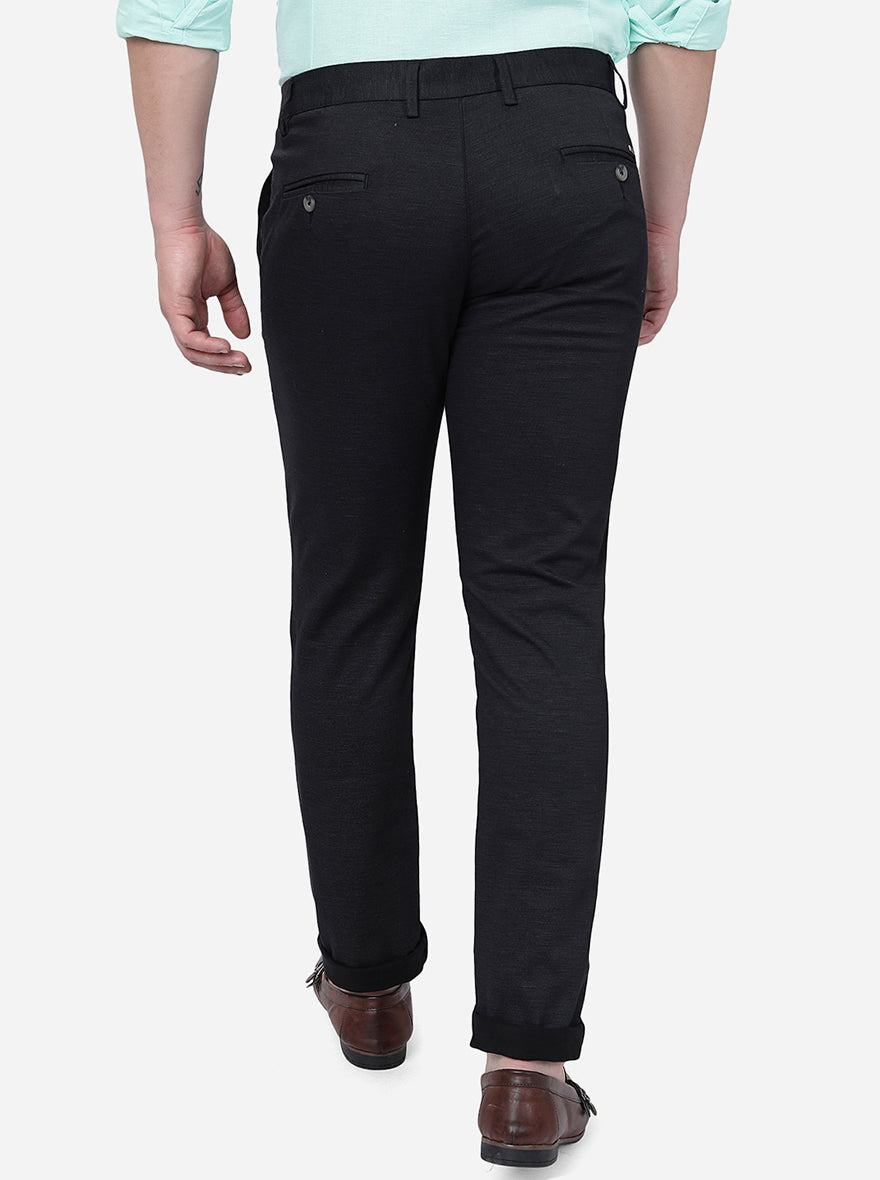 Black Solid Super Slim Fit Casual Trouser | Greenfibre