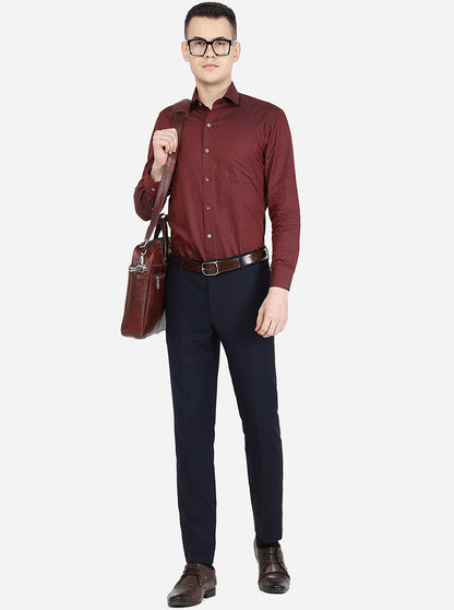 Navy Blue Solid Slim Fit Formal Trouser | Greenfibre