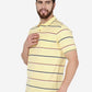 Light Yellow Striped Slim Fit Polo T-Shirt | Greenfibre