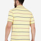 Light Yellow Striped Slim Fit Polo T-Shirt | Greenfibre