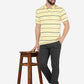 Light Yellow Striped Slim Fit Polo T-Shirt | Greenfibre