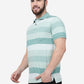 Green Striped Slim Fit Polo T-Shirt | Greenfibre