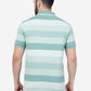 Green Striped Slim Fit Polo T-Shirt | Greenfibre