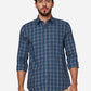 Ensign Blue Checked Smart Fit Semi Casual Shirt | Greenfibre