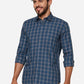 Ensign Blue Checked Smart Fit Semi Casual Shirt | Greenfibre